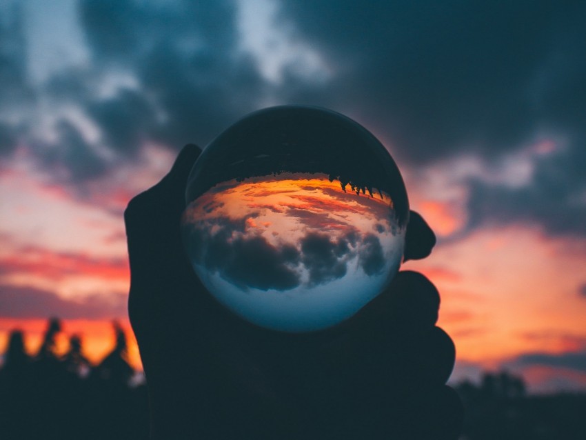 Ball Glass Sunset Hand Reflection Background