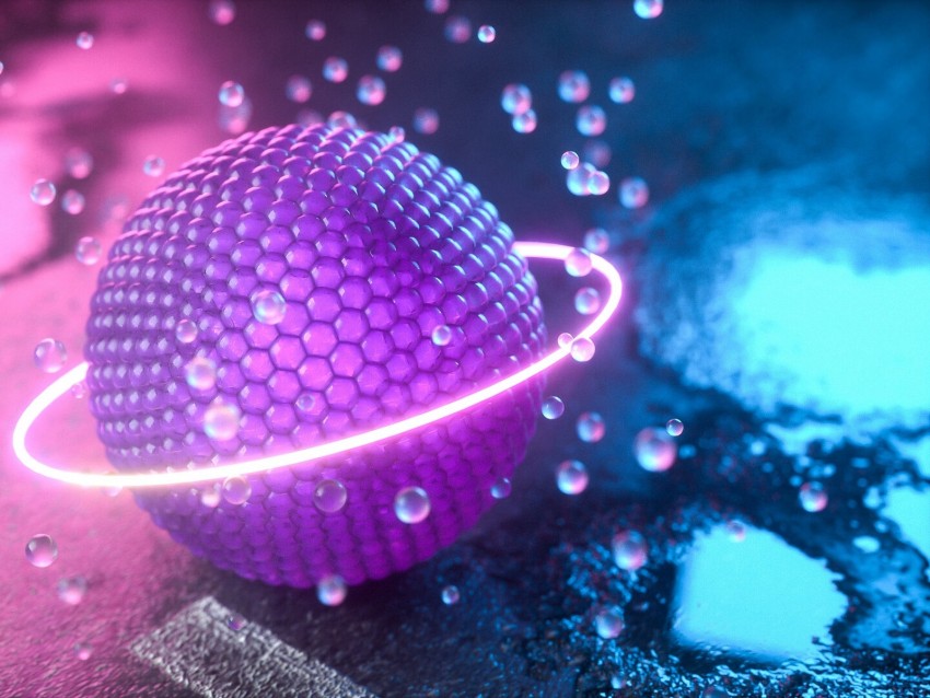 ball, glow, neon, ring, balls, 3d