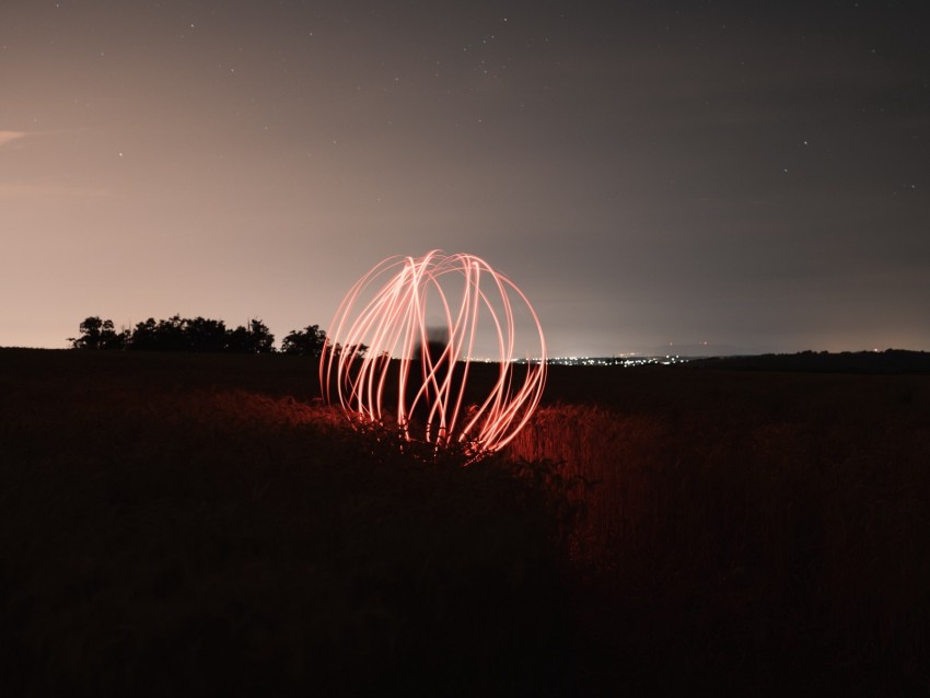 Ball Lines Light Long Exposure Movement Night Background