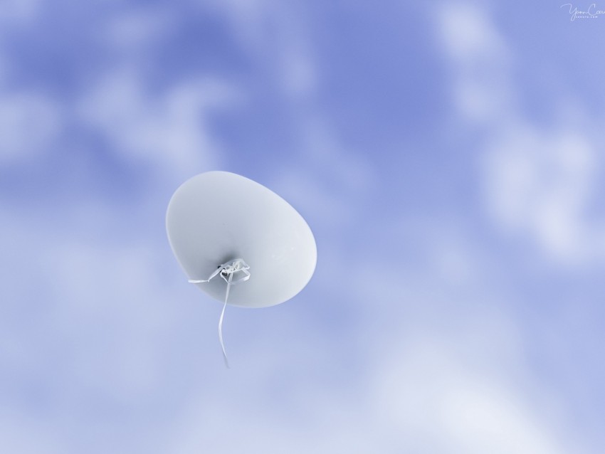 Balloon White Sky Clouds Flight Background