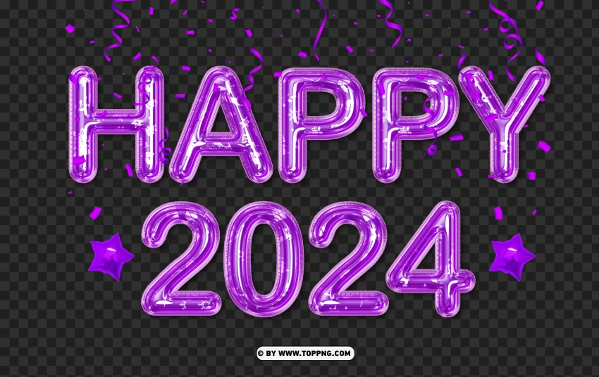 Balloons And Stars Design For 2024 PNG Transparent Background