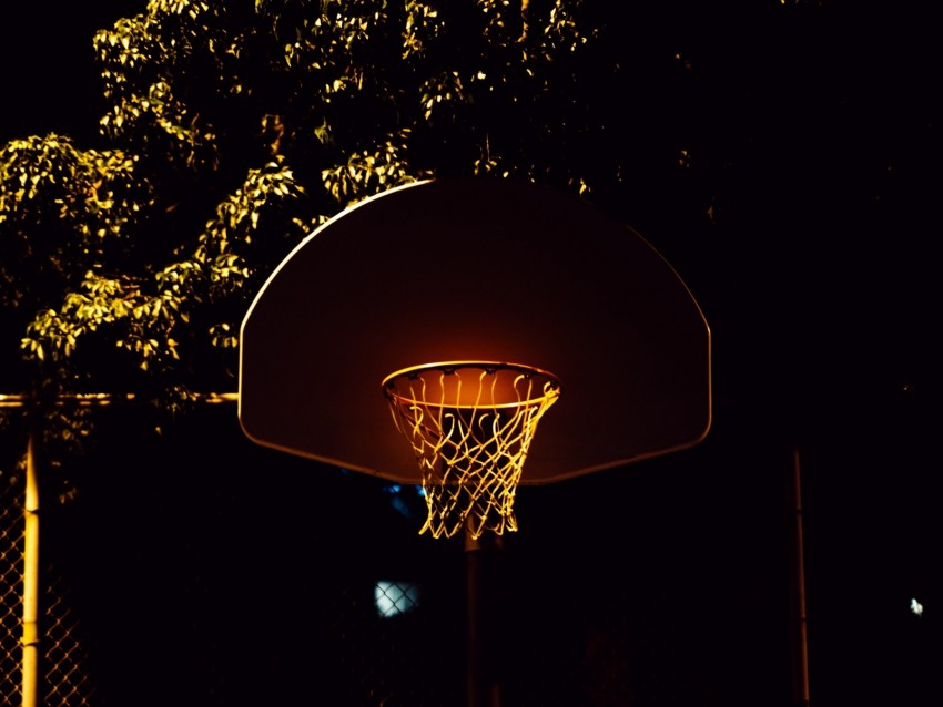 basketball, basketball hoop, basketball net, shadows, night