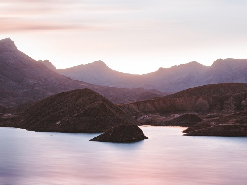 Bay Island Mountains Coast Iran Background