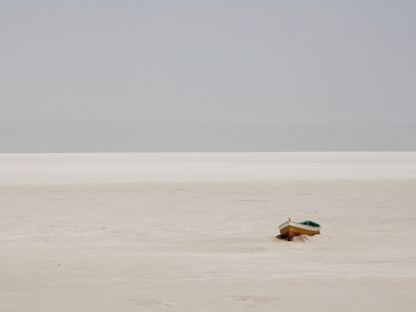 Beach Sand Boat Coast Horizon Background