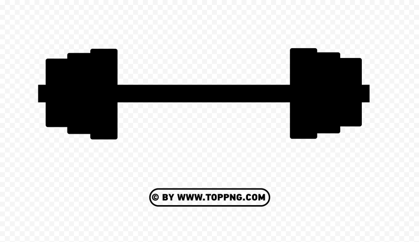 Black dumbbell silhouette on transparent background