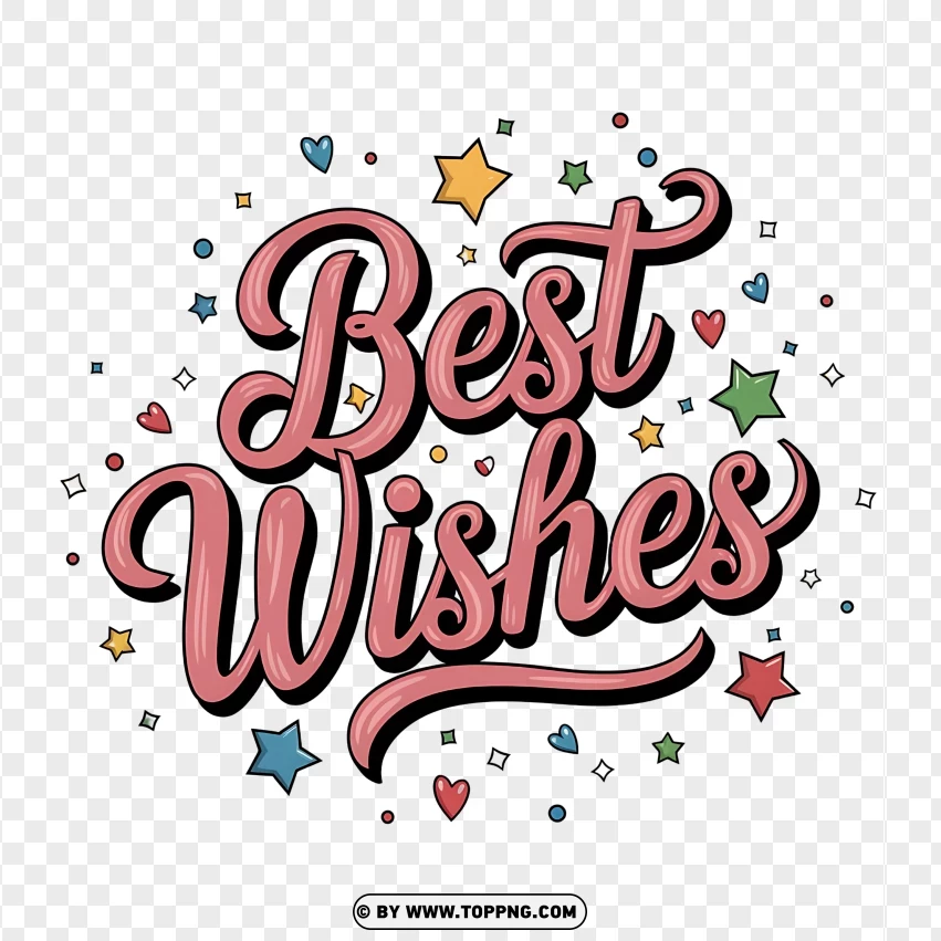 Best Wishes Typography With Sparkles And Stars For A Cheerful Message PNG Transparent Background