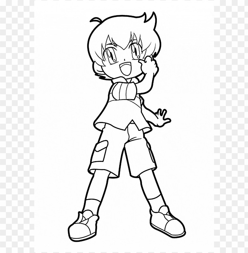 cartoon character, happy child, animated figure, playful pose, outline drawing, kid in shorts, smiling expression