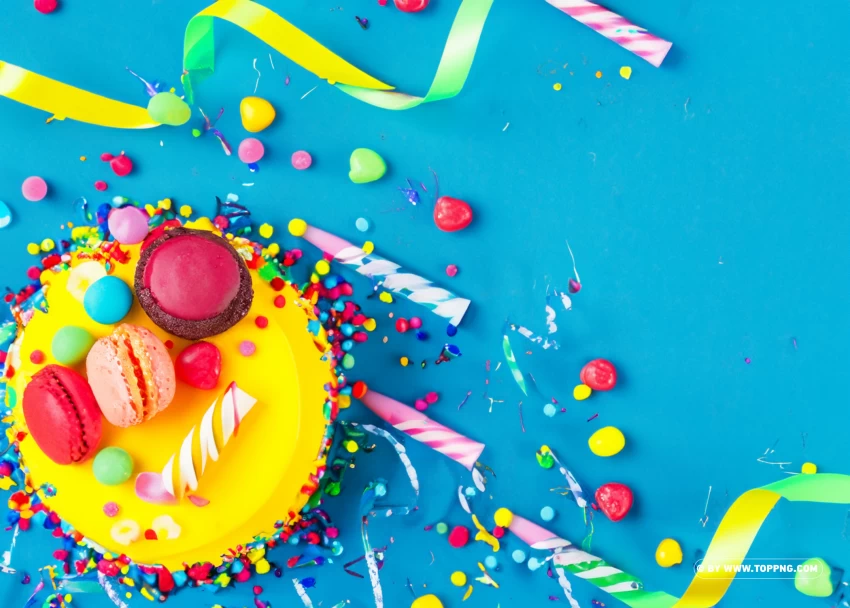 Birthday Cake With Colorful Frosting High Quality Photo PNG Transparent Background