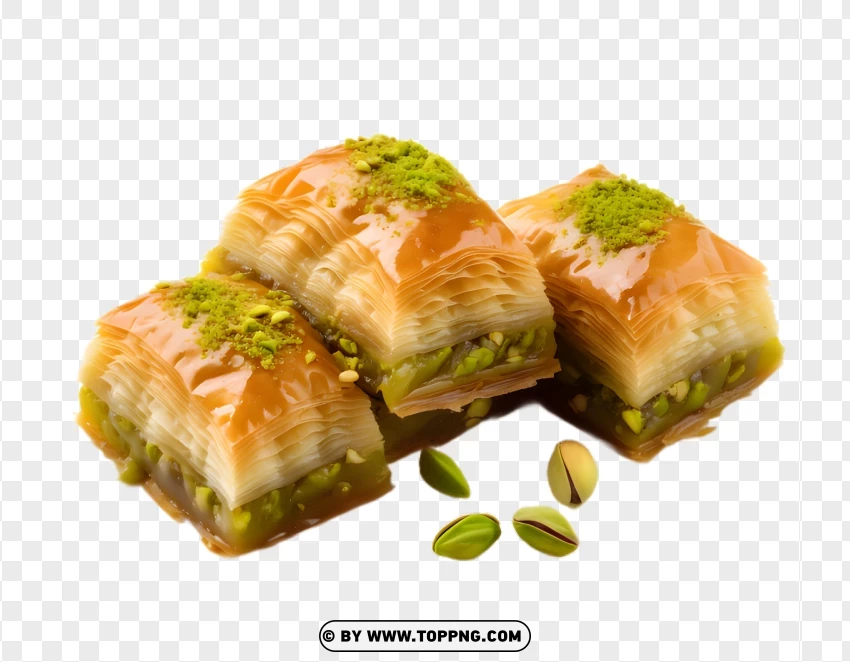 Bite-sized Baklava With Pistachios And Syrup Image PNG Transparent Background