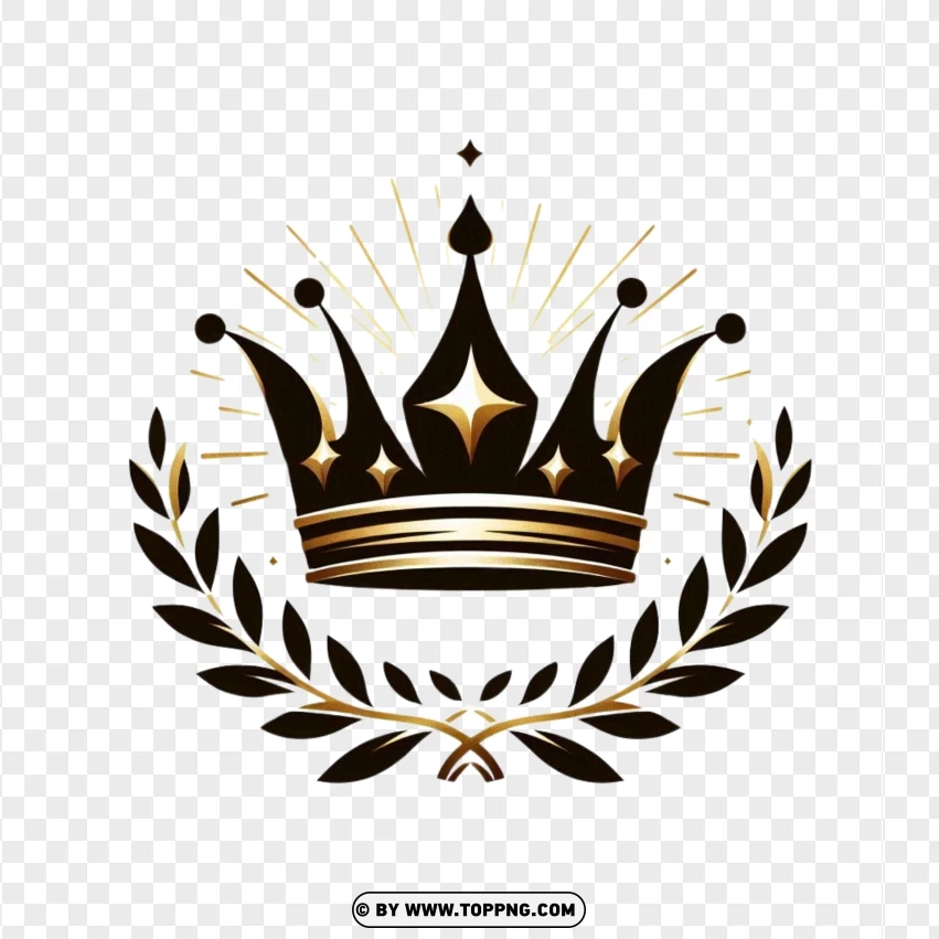 Black And Gold Laurel Crown PNG Transparent Background