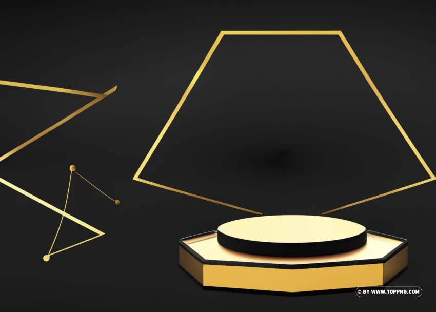 Black Gold Color Stage Camera Polygon PNG Transparent Background