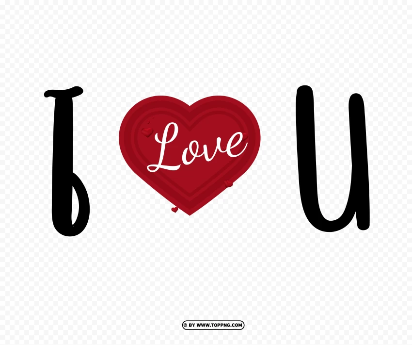 Black Red I Heart U Love Valentines Hd PNG Transparent Background