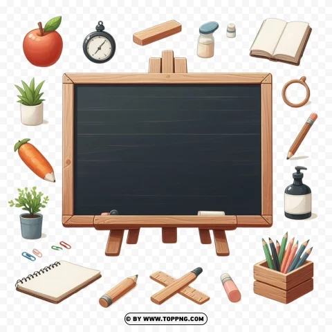 Black Wooden Chalk Blank Board PNG Transparent Background