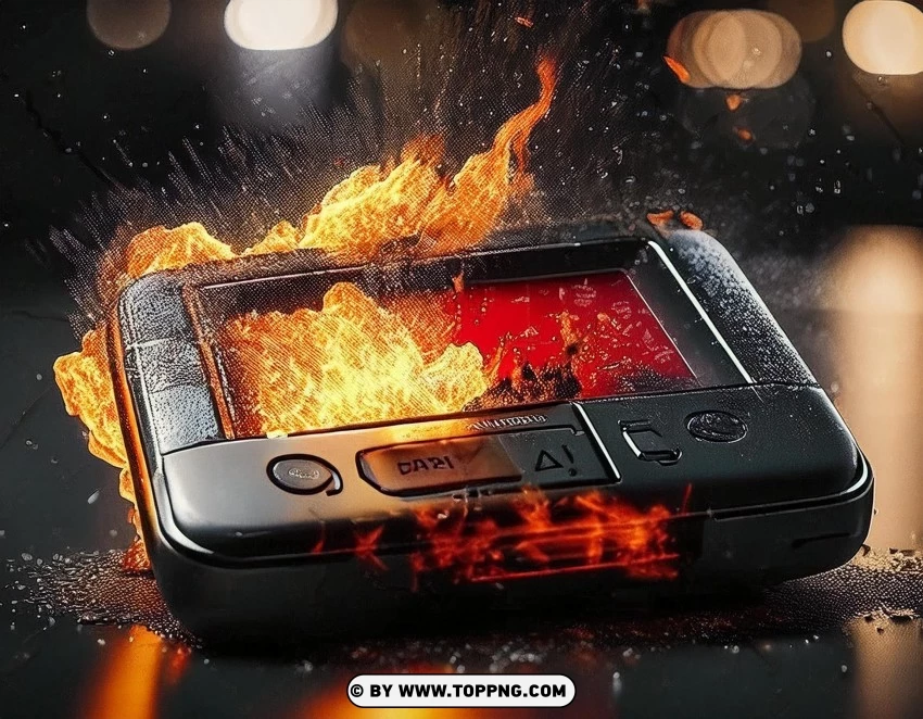 burning pager, pager explosion, fire on pager, damaged pager, pager on fire