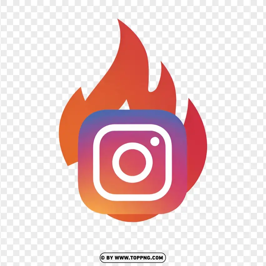 Blazing Instagram Logo Highlighting Digital Engagement PNG Transparent Background