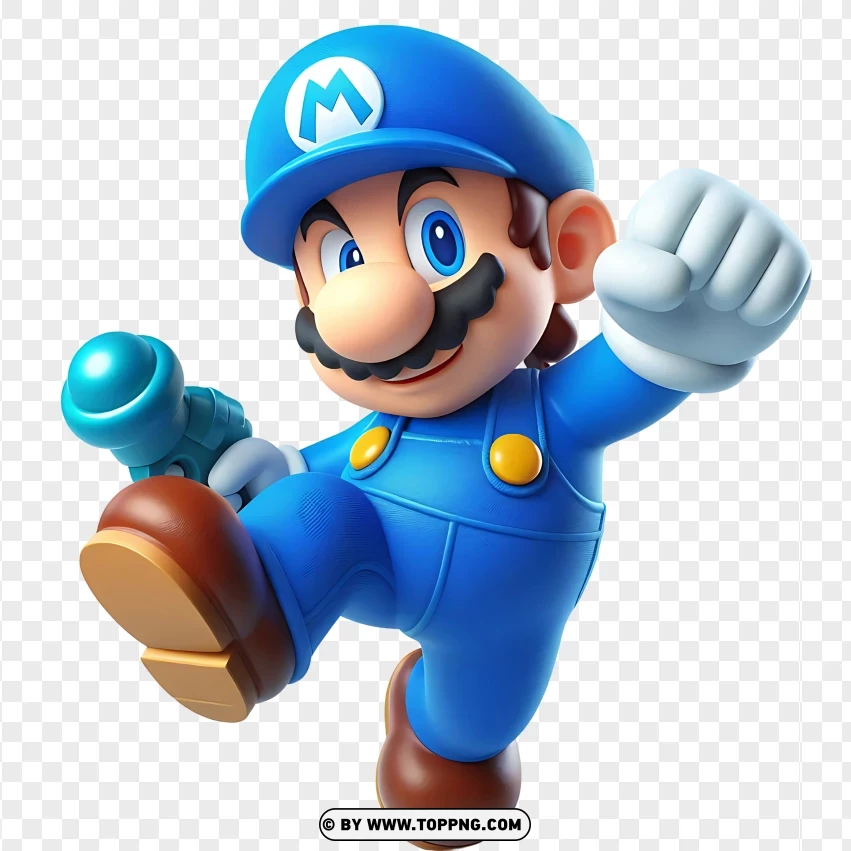 Blue Mario Vibrant Variant Of The Iconic Hero PNG Transparent Background