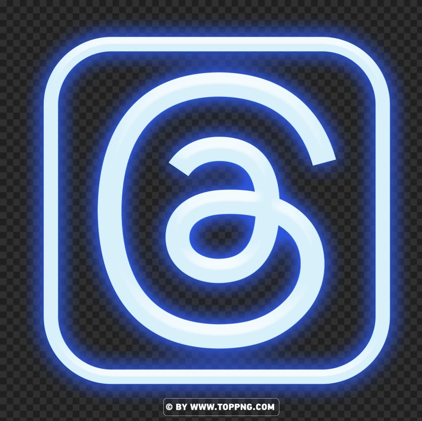 Blue Neon Threads Social Media Square Logo Icon PNG Transparent Background