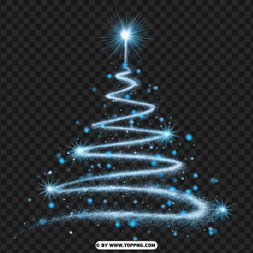 Blue Starry Christmas Tree Illustration Clipart For Celebrations PNG Transparent Background