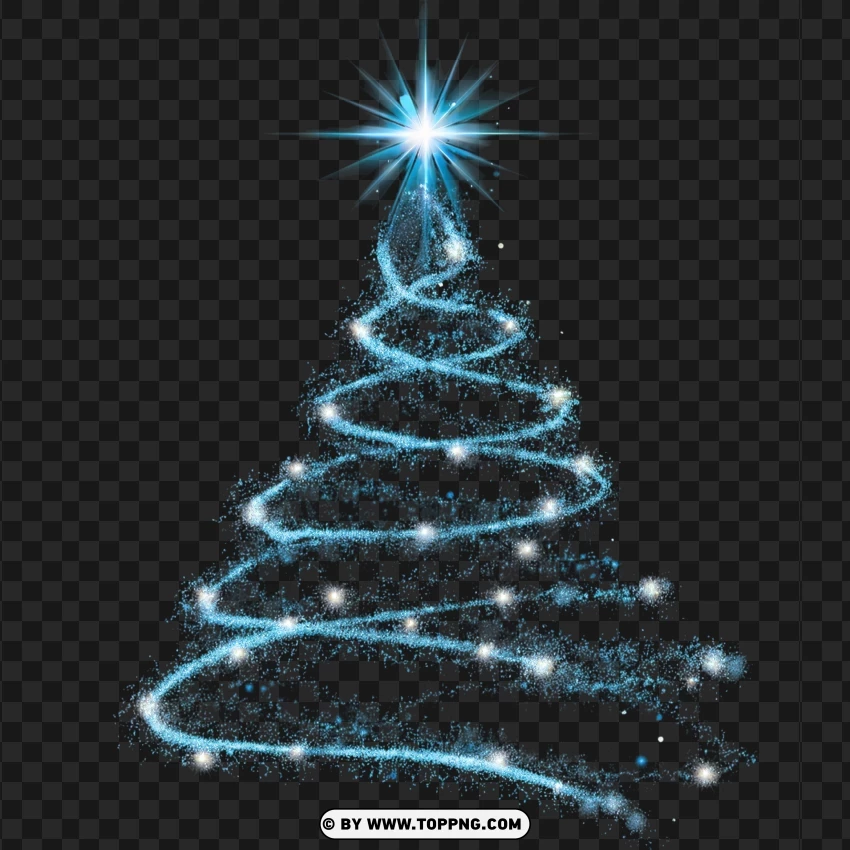 Blue Starry Christmas Tree Illustration PNG Transparent Background