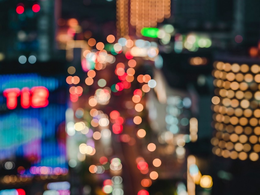 Blur Bokeh Lights Colorful Glare City Background