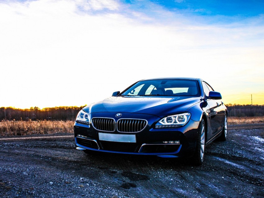 bmw 6, bmw, car, front view, sunset