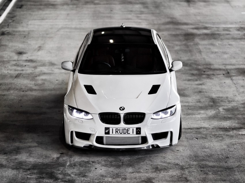 bmw, car, white, sports, top view