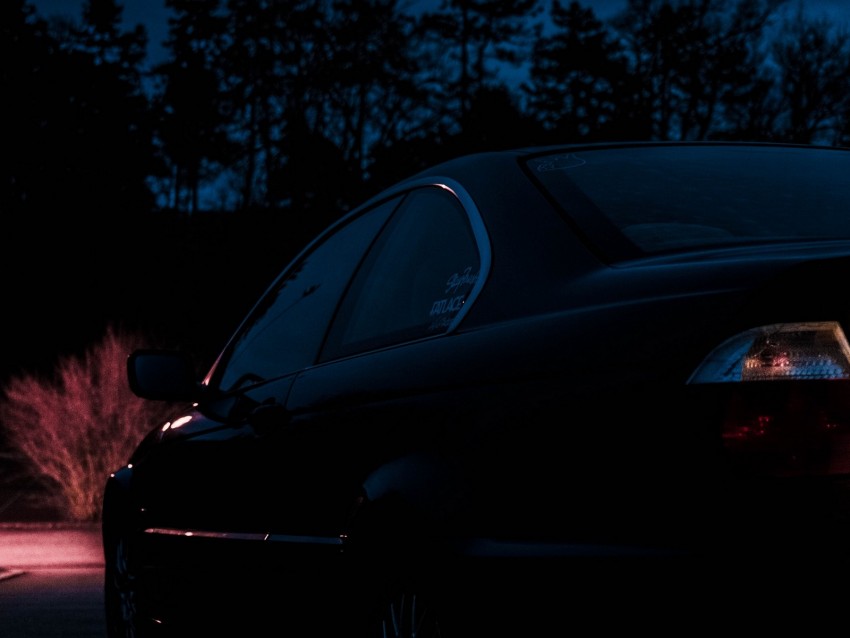 bmw, side view, car, night, dark