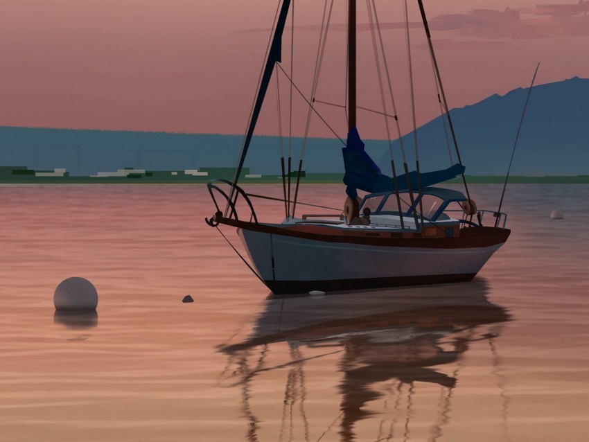 boat, sailboat, art, sea, shore