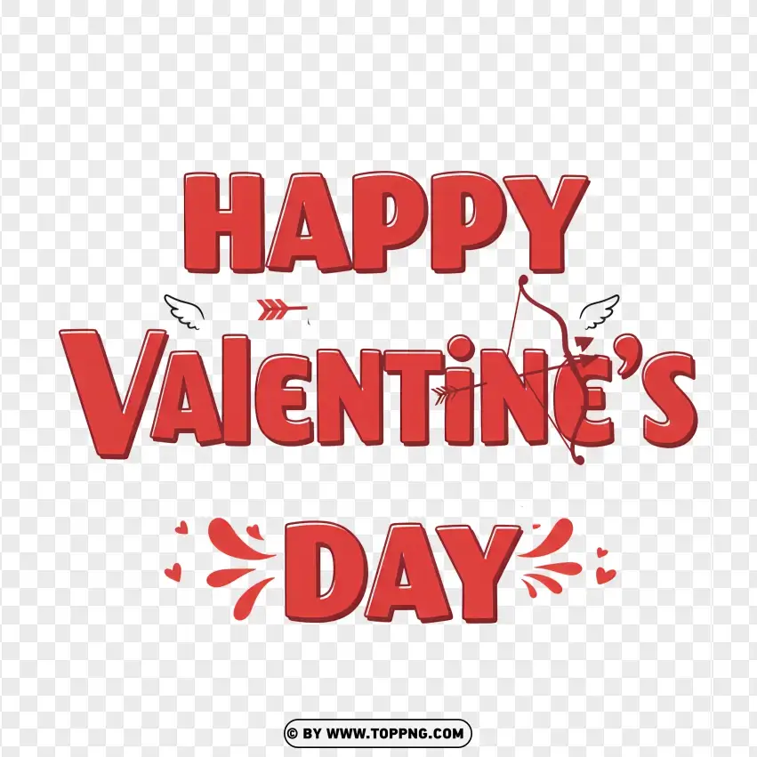 Happy Valentines Day Bold Red Typography PNG Transparent Background