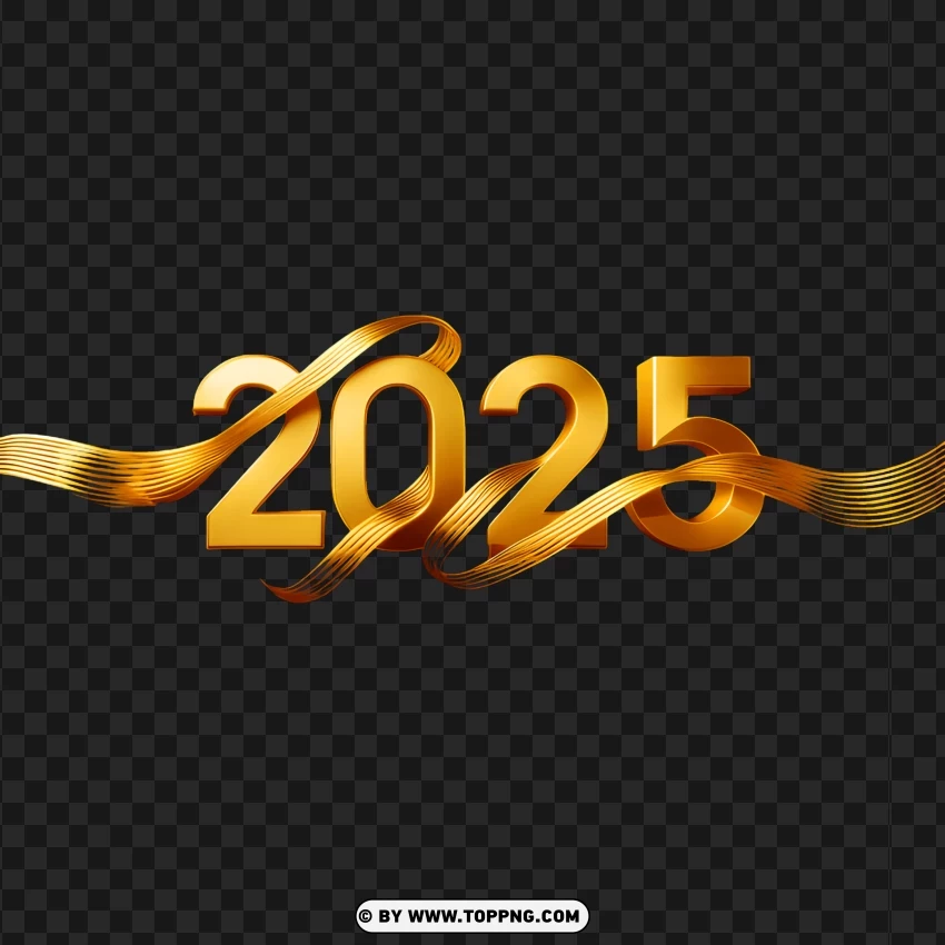 Bold Gold 2025 Greeting Luxury Design PNG Transparent Background