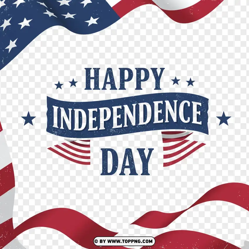 Happy Independence Day With American Flag PNG Transparent Background