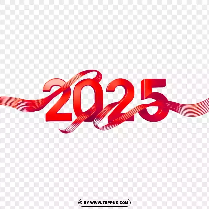 Bold Red 2025 Modern Festive Design PNG Transparent Background