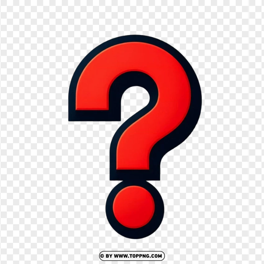 Bold Red Question Mark Icon With Black Outline On White PNG Transparent Background