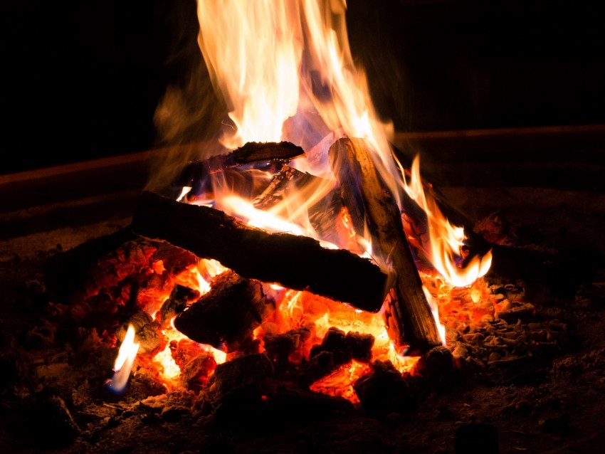 Bonfire Fire Firewood Flame Coal Background