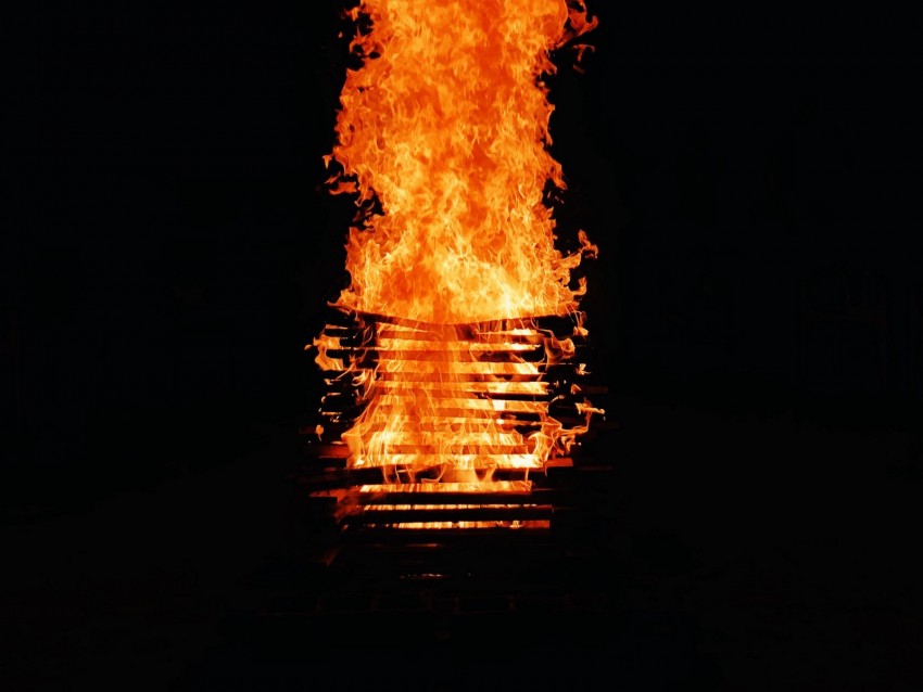 Bonfire Fire Flame Burning Dark Background