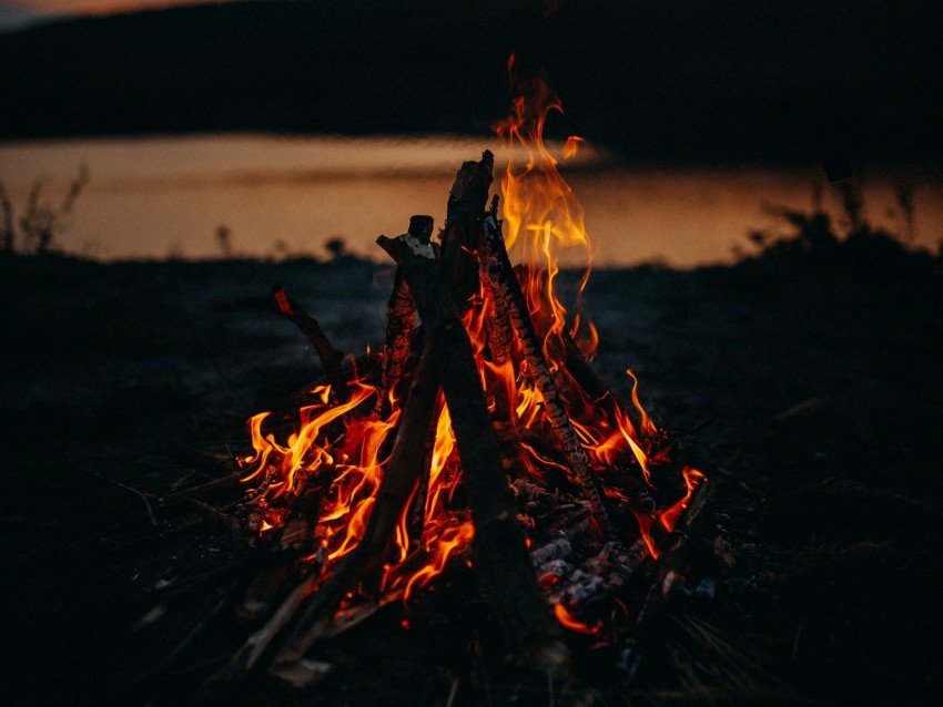 Bonfire Fire Flame Dark Dusk Background