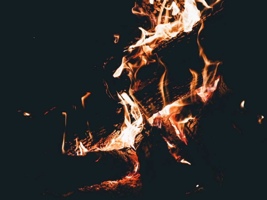 Bonfire Fire Flame Firewood Dark Camping Burning Background