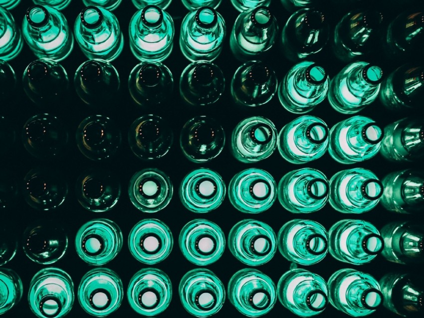 bottles, glass, lights, empty, bottlenecks