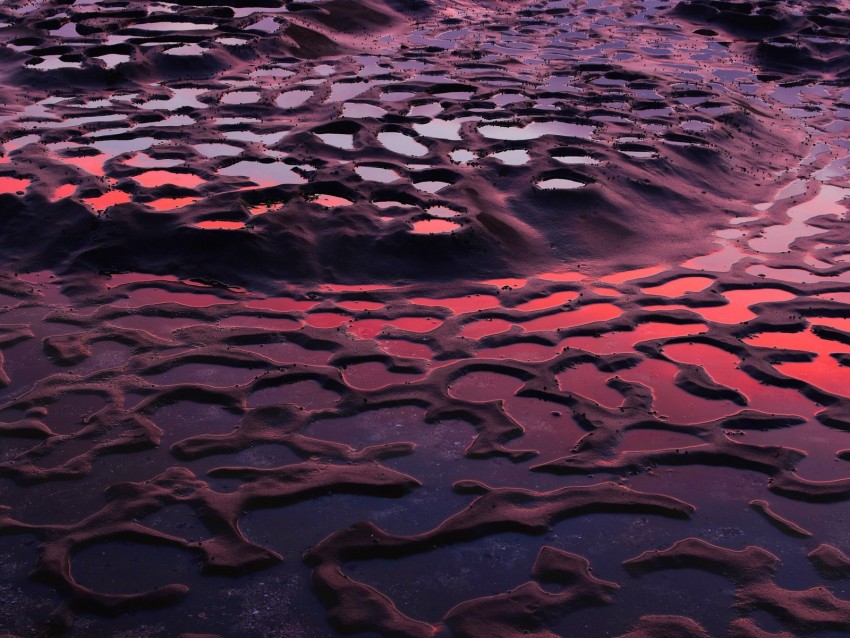 bottom, silt, dried, reservoir, relief, water, reflection