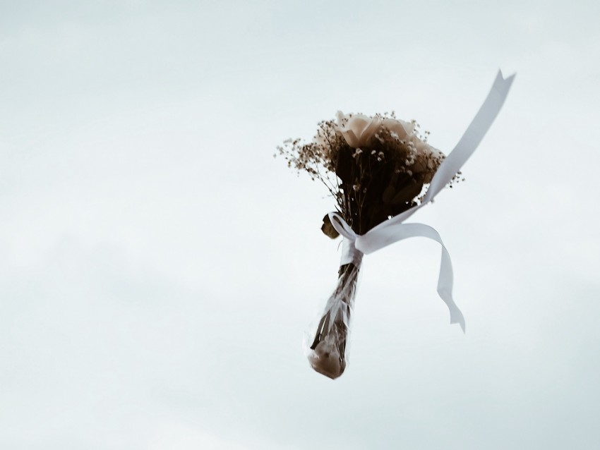 bouquet, flowers, fall, hand, toss