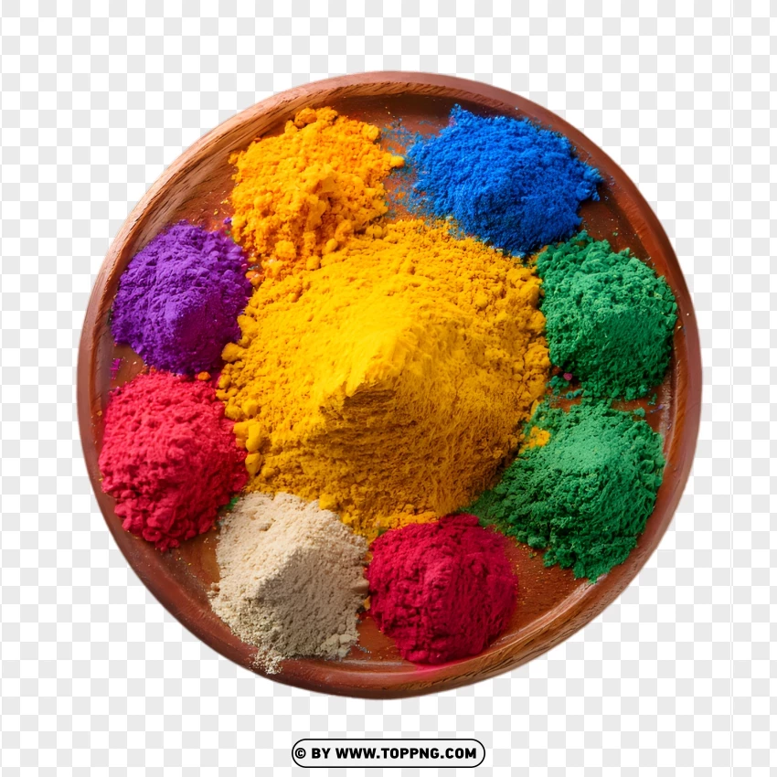 Bowl Filled With Different Colors Of Holi Powders PNG Transparent Background