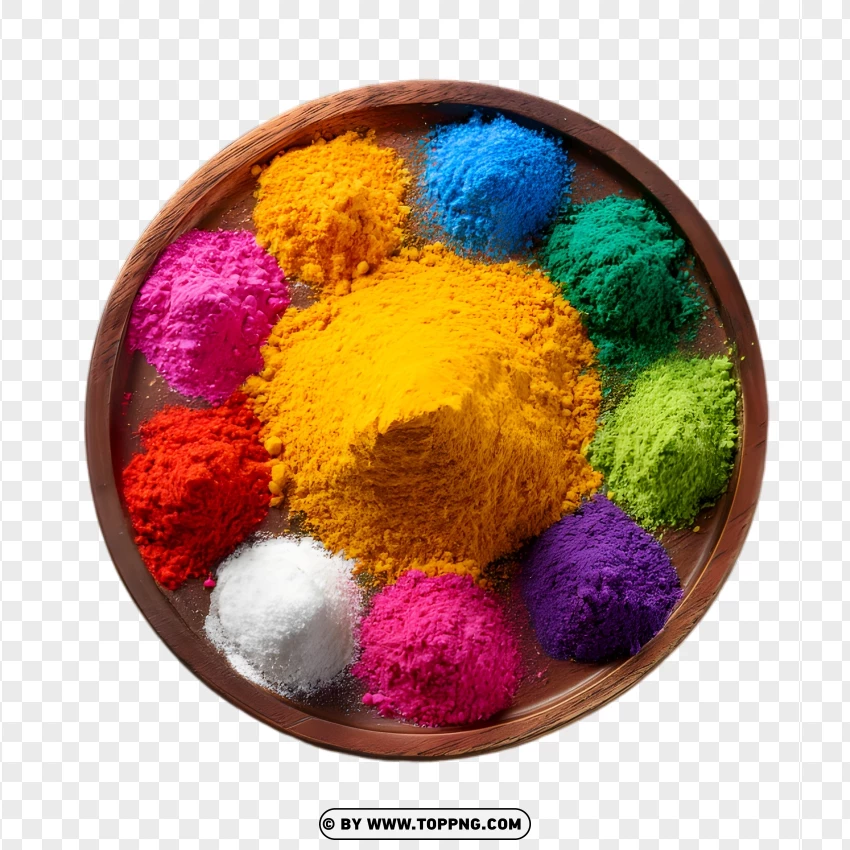 Bowl Filled With Various Colors Of Holi Powders PNG Transparent Background