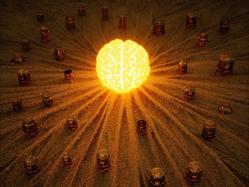 brain, glow, bright, light, 3d