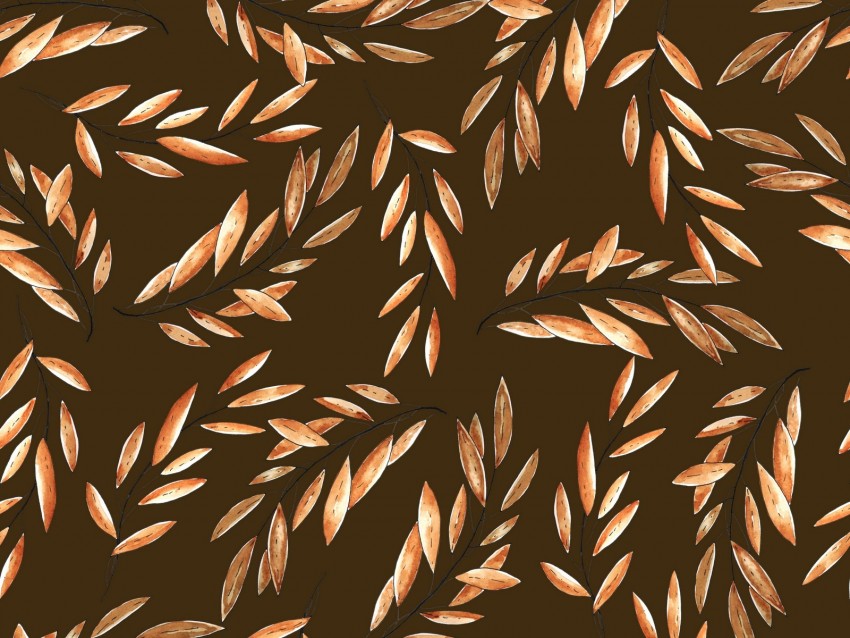 Branches Leaves Watercolor Patterns Texture Brown Background