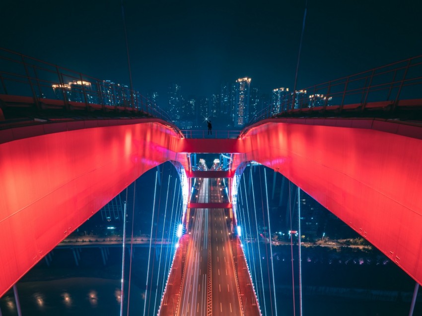 Bridge Aerial View Backlight Construction City Background