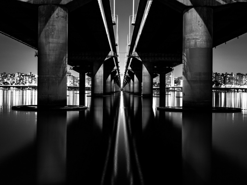 Bridge Construction Bw Architecture Background