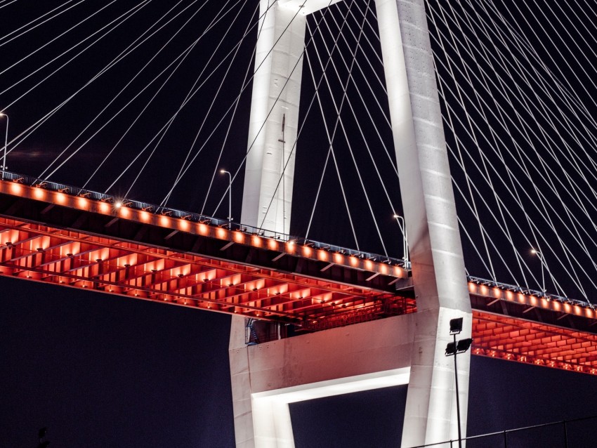 bridge, night, backlight, construction, architecture