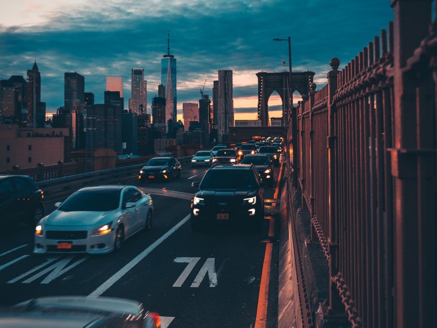 Bridge Traffic Cars City Traffic Flow Dense Background