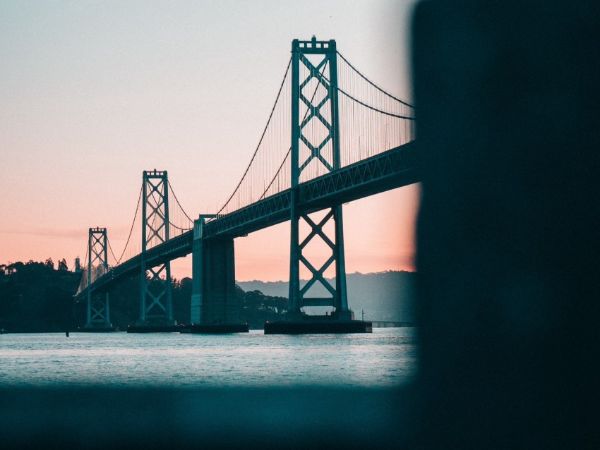 Bridge Water Dusk Construction Architecture Background