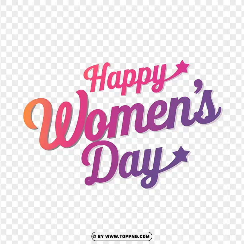 Happy Womens Day With Pink Gradient Text PNG Transparent Background